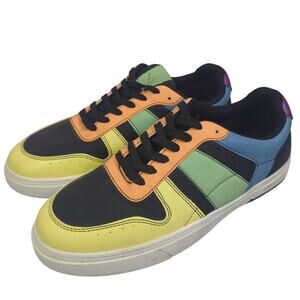 ZARA Colorblock Sneakers Womens 9.5 Multicolor Black Yellow Green Blue Casual